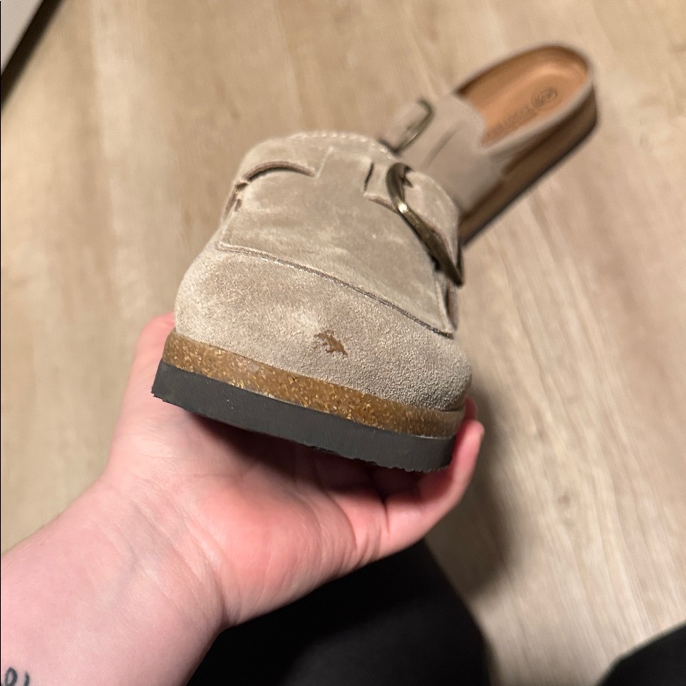 White Mountain Tan Suede Buckle Mules - Picture 4 of 6